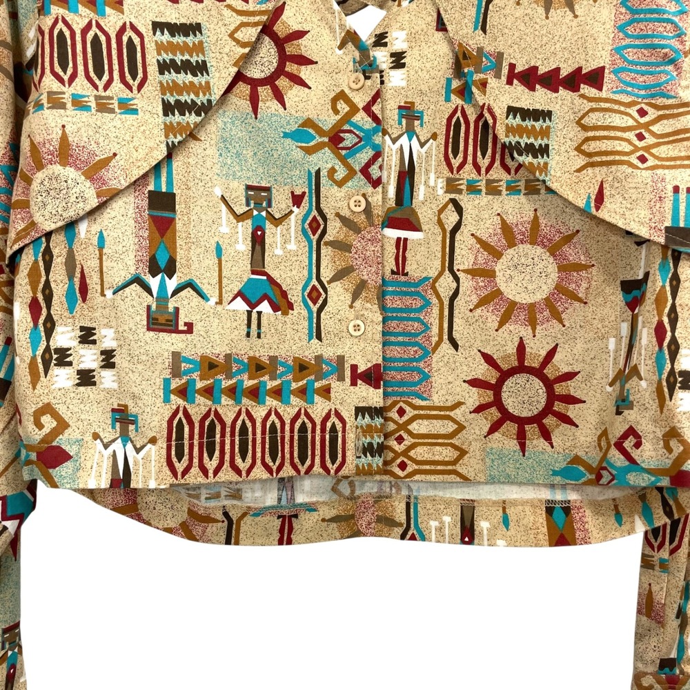 Vintage Wrangler aztec print crop shirt top Size L‎ western cowgirl rodeo - Picture 4 of 8